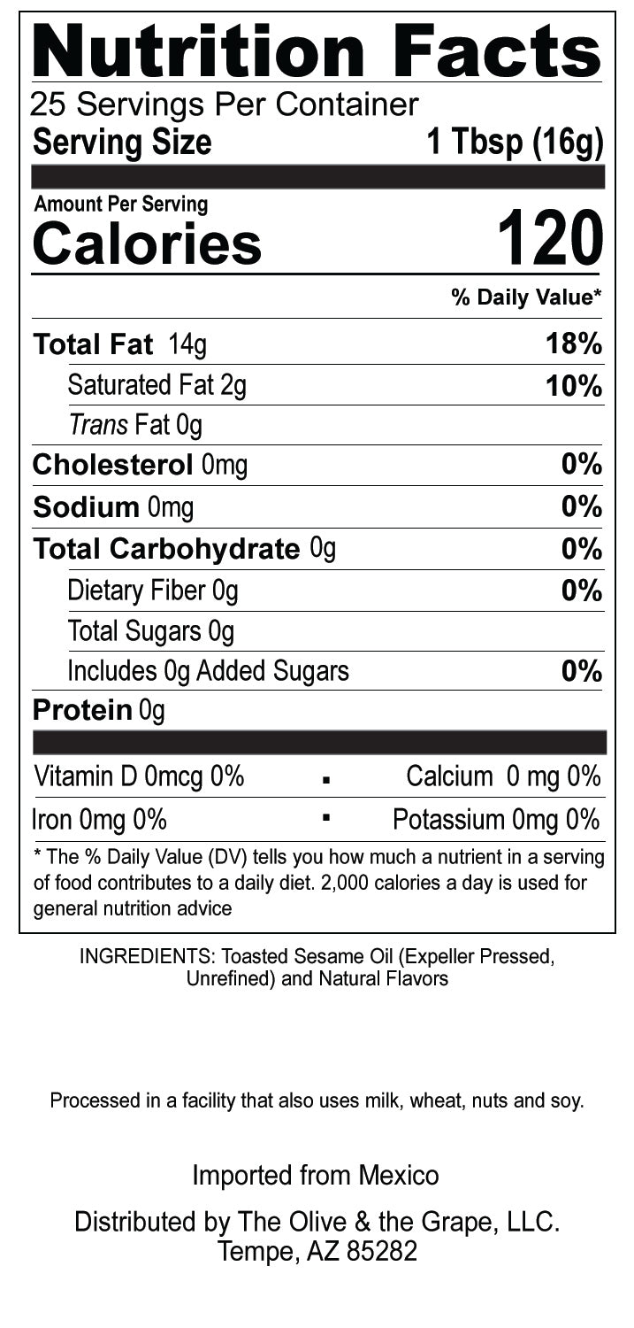 Toasted Sesame Seed Specialty Oil