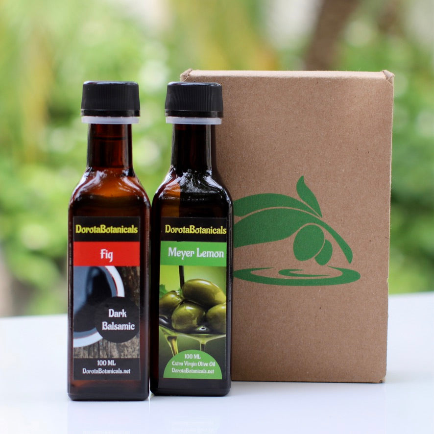 Meyer Lemon Flavored Olive Oil & Fig Dark Balsamic Gift Set